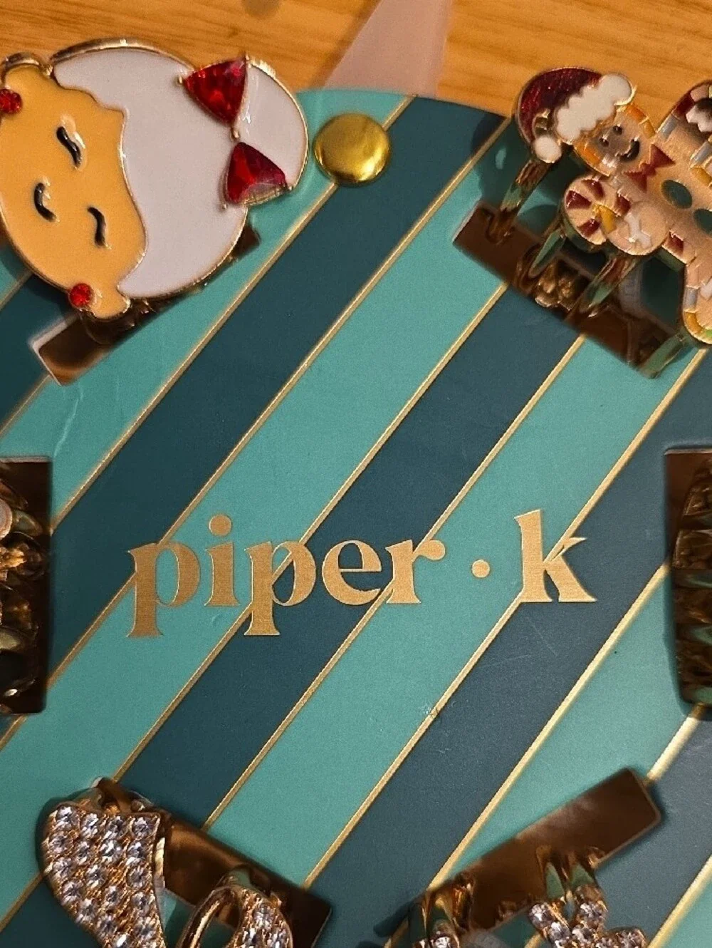 piper•k Holiday Hair Clip Set for Kids - Red, White, Gold